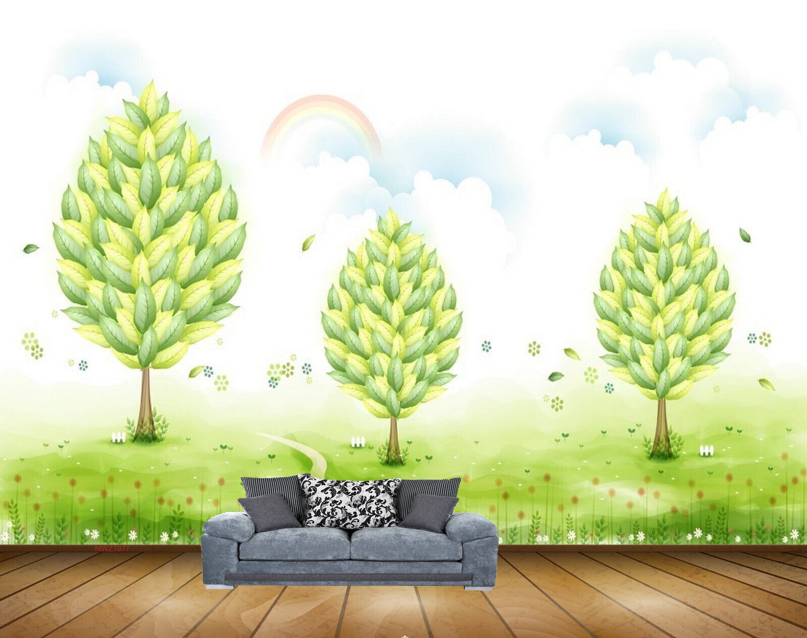 Avikalp MWZ1977 Trees Rainbow Birds 3D HD Wallpaper