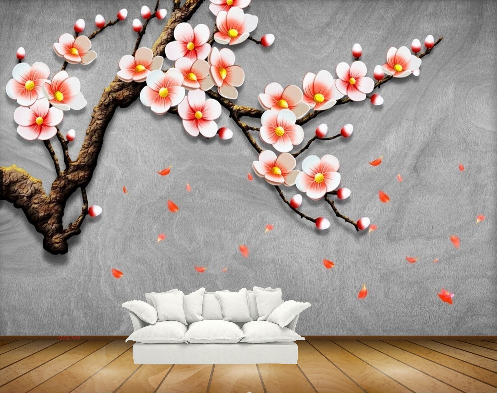 Avikalp MWZ1978 White Pink Flowers 3D HD Wallpaper