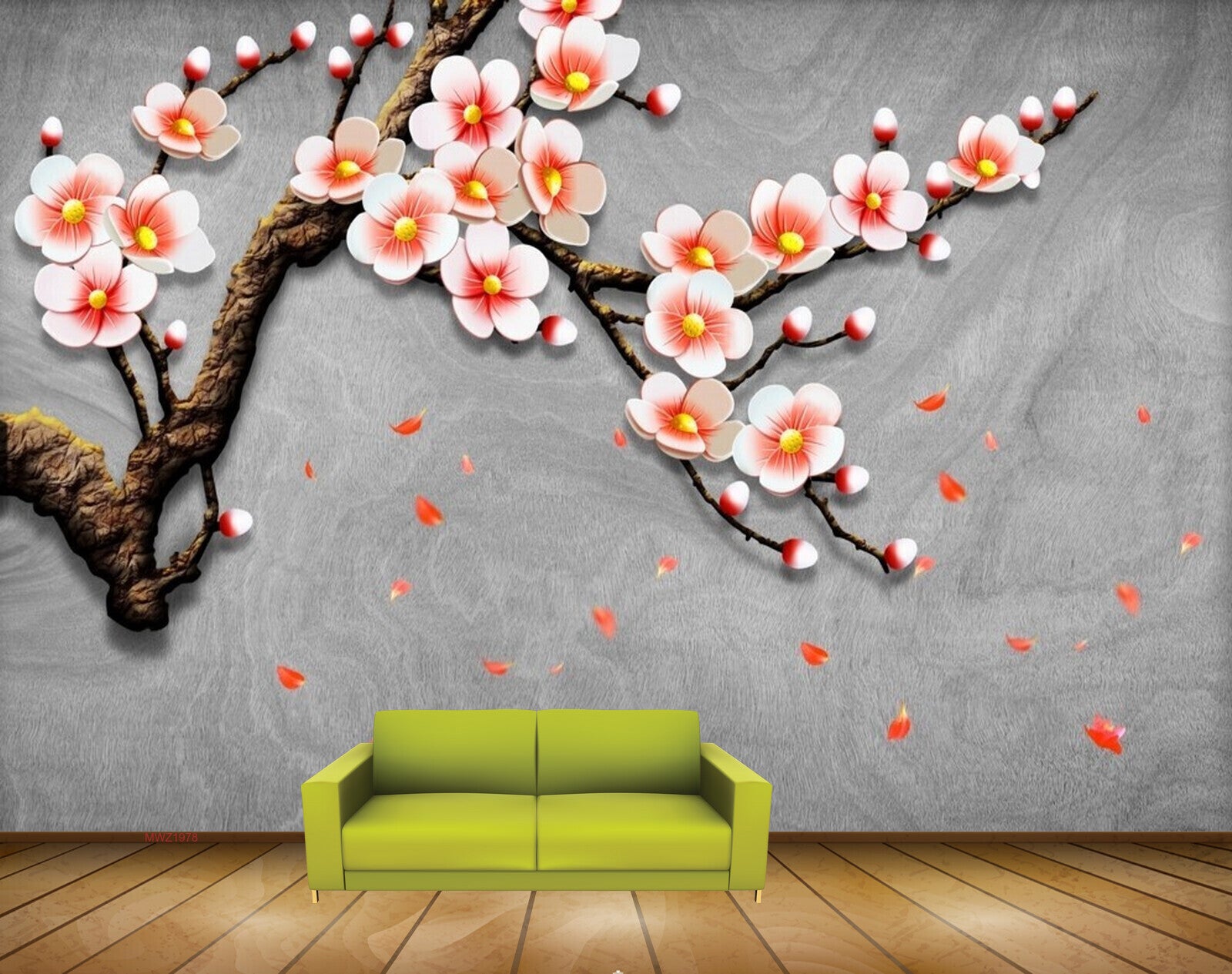 Avikalp MWZ1978 White Pink Flowers 3D HD Wallpaper