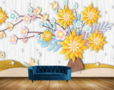 Avikalp MWZ1979 Yellow Pink Blue Flowers Tree 3D HD Wallpaper