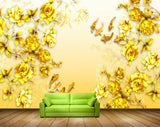 Avikalp MWZ1981 Golden Flowers Fishes HD Wallpaper