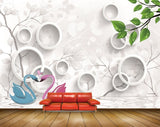 Avikalp MWZ1982 Swans Leaves Tree 3D HD Wallpaper