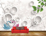 Avikalp MWZ1982 Swans Leaves Tree 3D HD Wallpaper
