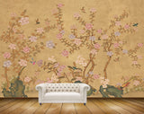 Avikalp MWZ1985 White Pink Flowers Birds 3D HD Wallpaper