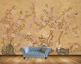 Avikalp MWZ1985 White Pink Flowers Birds 3D HD Wallpaper
