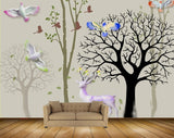 Avikalp MWZ1988 Trees Deer Birds 3D HD Wallpaper