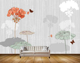Avikalp MWZ1989 Peach White Flowers Butterflies 3D HD Wallpaper
