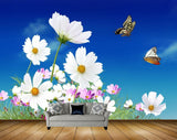 Avikalp MWZ1991 Pink White Flowers Butterflies 3D HD Wallpaper