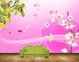 Avikalp MWZ1992 Pink White Flowers Butterflies HD Wallpaper