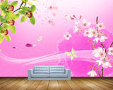 Avikalp MWZ1992 Pink White Flowers Butterflies 3D HD Wallpaper
