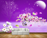 Avikalp MWZ1994 White Purple Flowers Tree Moon HD Wallpaper