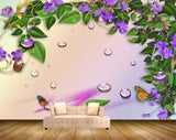 Avikalp MWZ1996 Purple Flowers Butterflies HD Wallpaper