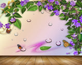 Avikalp MWZ1996 Purple Flowers Butterflies 3D HD Wallpaper