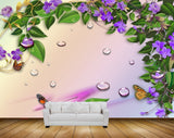 Avikalp MWZ1996 Purple Flowers Butterflies 3D HD Wallpaper