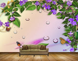 Avikalp MWZ1996 Purple Flowers Butterflies 3D HD Wallpaper