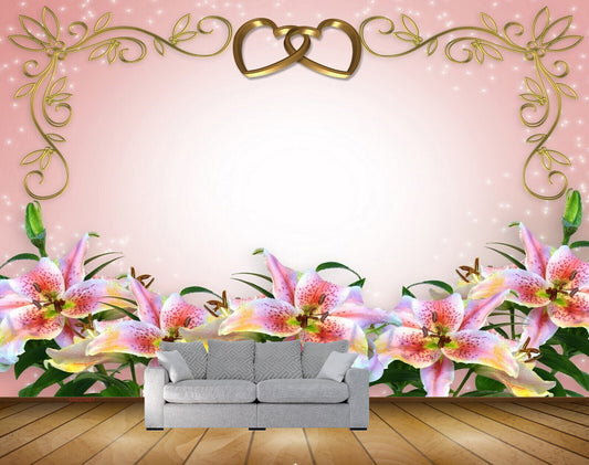 Avikalp MWZ1997 Pink White Flowers Leaves HD Wallpaper
