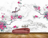Avikalp MWZ1999 Pink Flowers Birds Boat HD Wallpaper