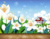 Avikalp MWZ2003 White Flowers House 3D HD Wallpaper