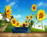 Avikalp MWZ2006 Yellow Sunflowers House 3D HD Wallpaper