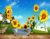 Avikalp MWZ2006 Yellow Sunflowers House 3D HD Wallpaper