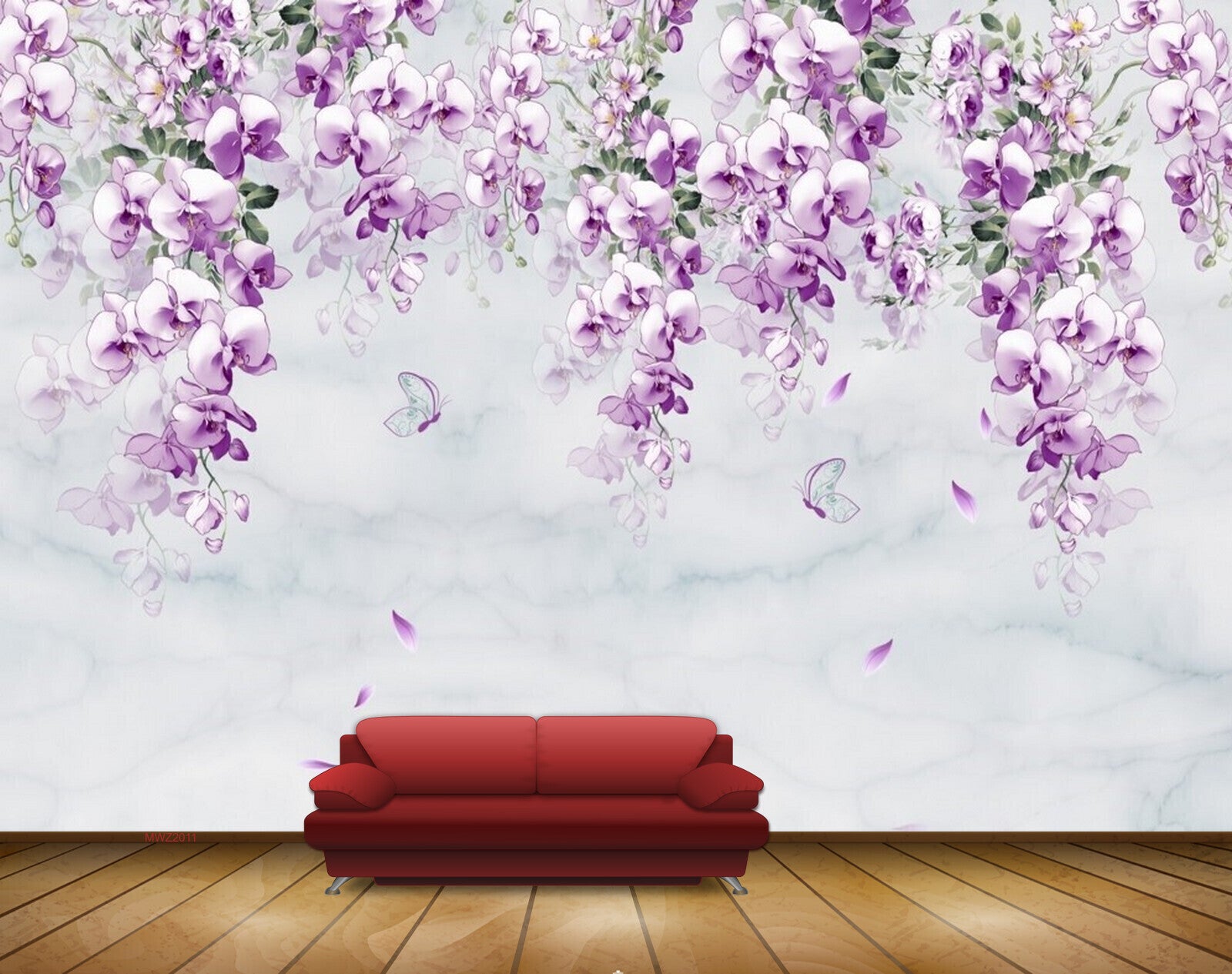 Avikalp MWZ2011 Purple Flowers Butterflies HD Wallpaper