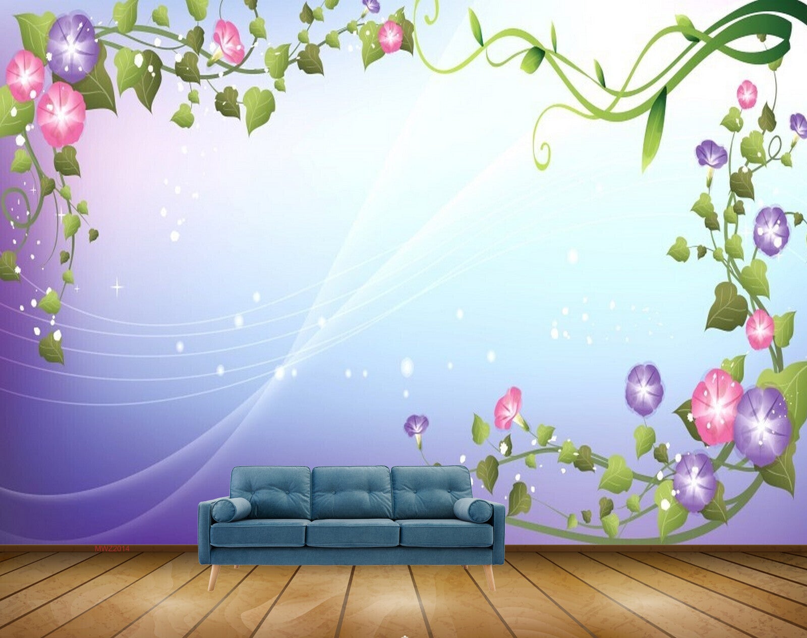 Avikalp MWZ2014 Pink Purple Flowers Leaves HD Wallpaper