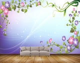 Avikalp MWZ2014 Pink Purple Flowers Leaves 3D HD Wallpaper