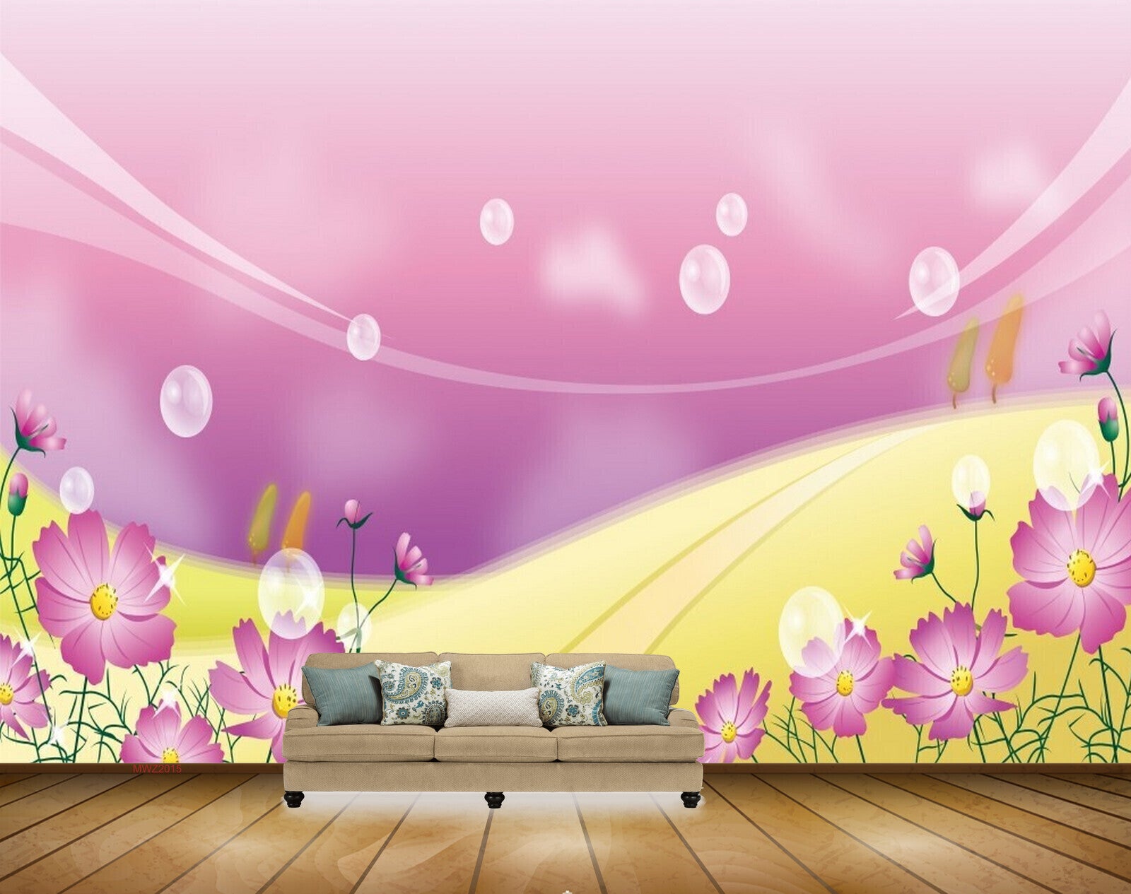 Avikalp MWZ2015 Pink White Flowers 3D HD Wallpaper