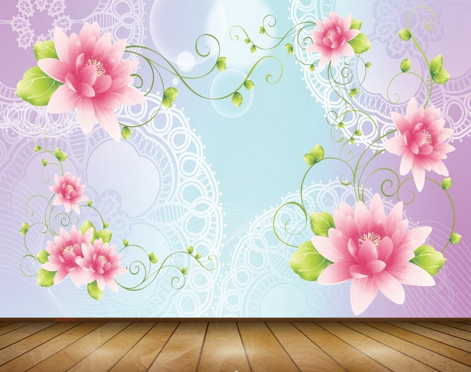 Avikalp MWZ2016 White Pink Lotus Flowers 3D HD Wallpaper