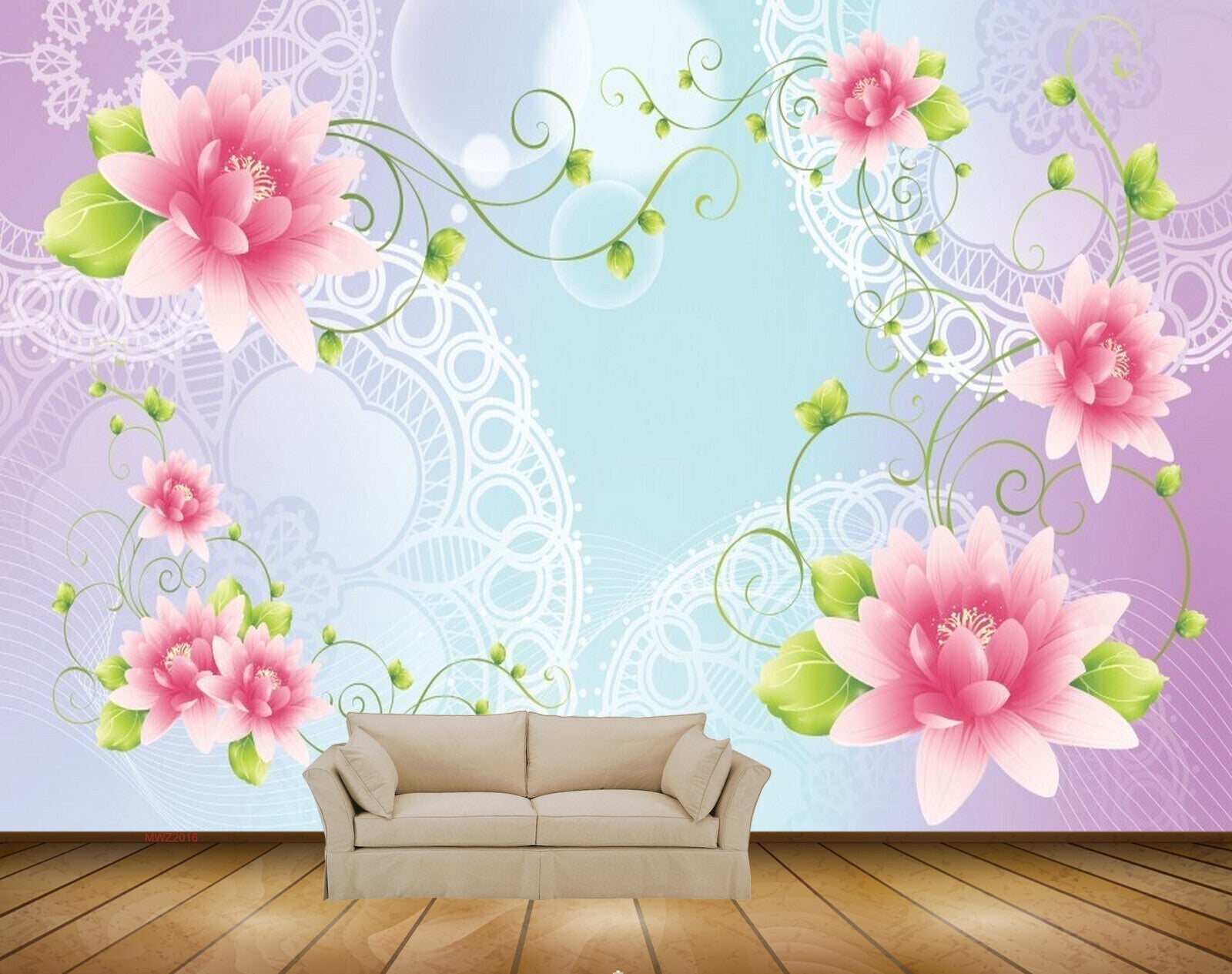 Avikalp MWZ2016 White Pink Lotus Flowers 3D HD Wallpaper