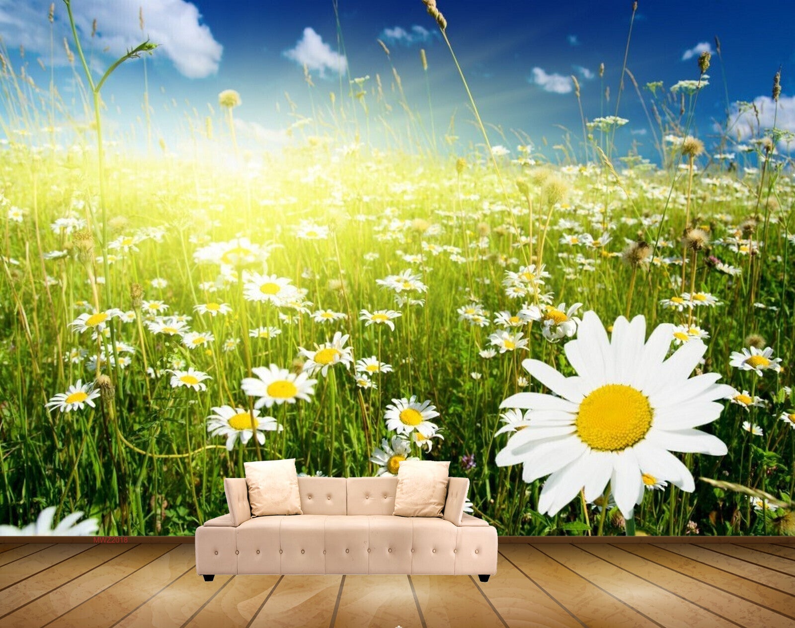 Avikalp MWZ2018 White Yellow Sunflowers 3D HD Wallpaper