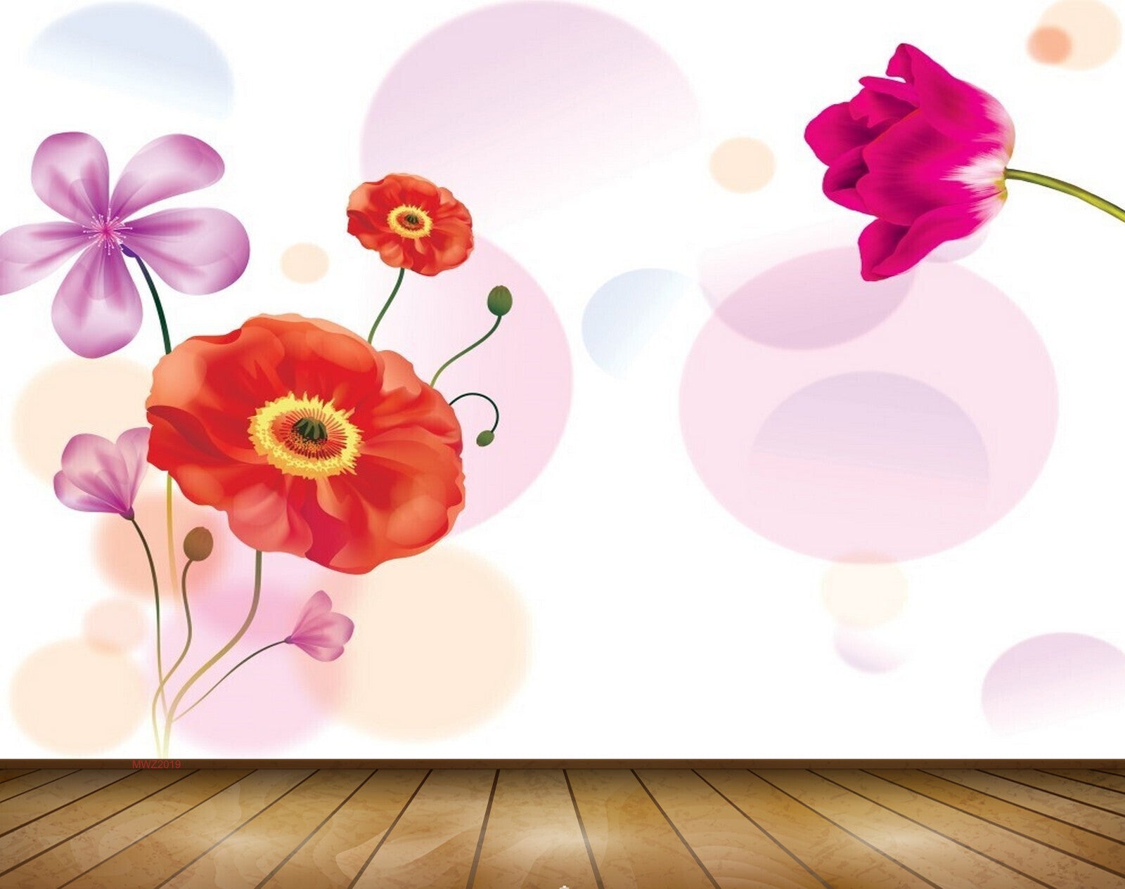 Avikalp MWZ2019 Pink Orange Flowers 3D HD Wallpaper