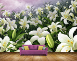Avikalp MWZ2023 White Green Flowers Plants 3D HD Wallpaper