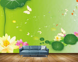 Avikalp MWZ2025 Pink Yellow Flowers Butterflies HD Wallpaper