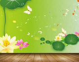 Avikalp MWZ2025 Pink Yellow Flowers Butterflies 3D HD Wallpaper