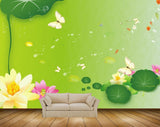 Avikalp MWZ2025 Pink Yellow Flowers Butterflies 3D HD Wallpaper