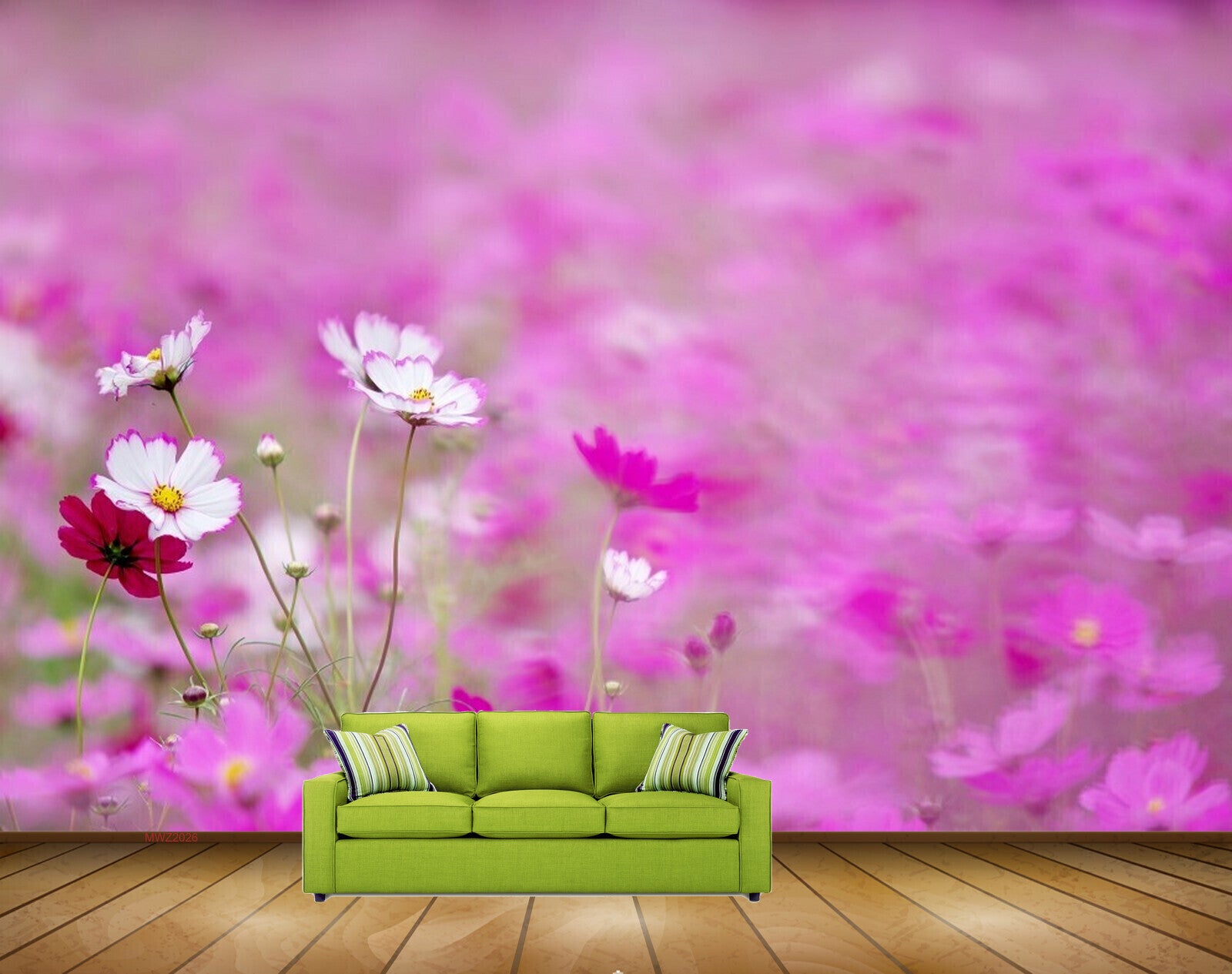 Avikalp MWZ2026 Pink White Red Flowers 3D HD Wallpaper