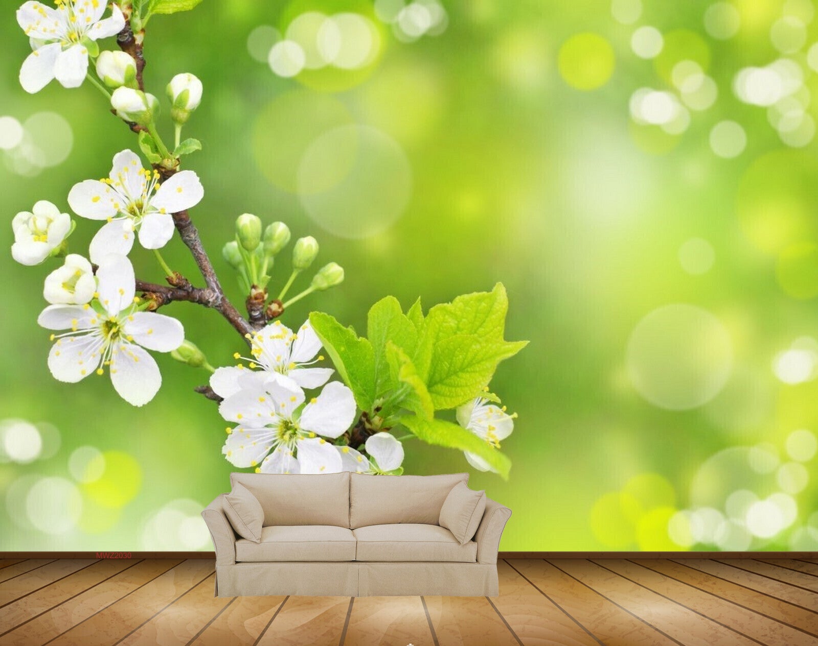 Avikalp MWZ2030 White Flowers Branches 3D HD Wallpaper