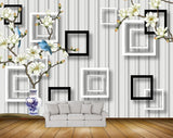 Avikalp MWZ2031 White Yellow Flowers Birds HD Wallpaper