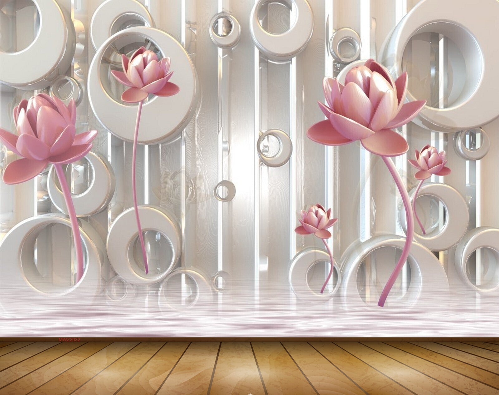 Avikalp MWZ2032 Peach Lotus Flowers 3D HD Wallpaper