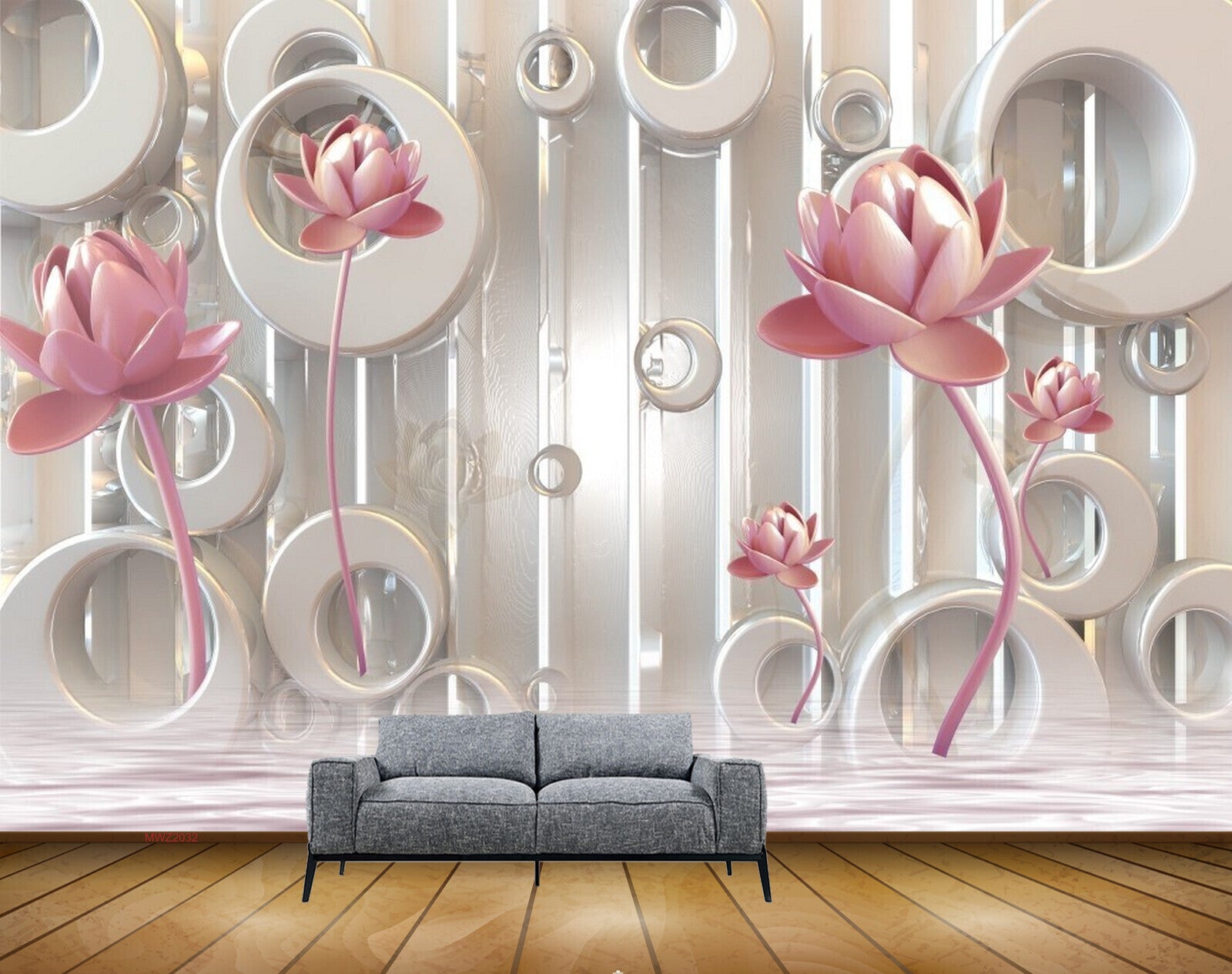 Avikalp MWZ2032 Peach Lotus Flowers 3D HD Wallpaper