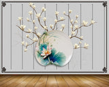 Avikalp MWZ2033 White Pink Flowers Leaves 3D HD Wallpaper