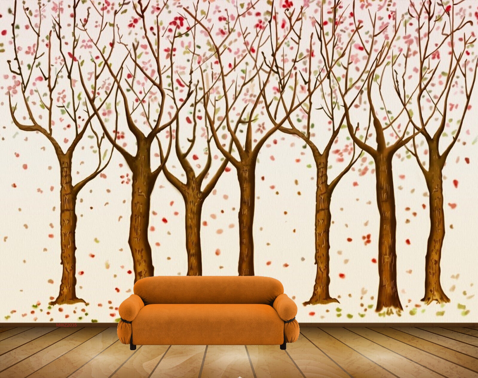 Avikalp MWZ2035 Trees Pink White Flowers 3D HD Wallpaper