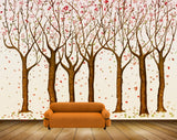 Avikalp MWZ2035 Trees Pink White Flowers 3D HD Wallpaper