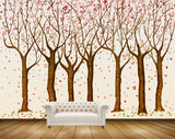 Avikalp MWZ2035 Trees Pink White Flowers 3D HD Wallpaper