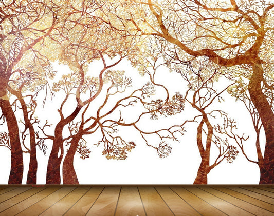 Avikalp MWZ2036 Yellow Leaves Branches Trees 3D HD Wallpaper