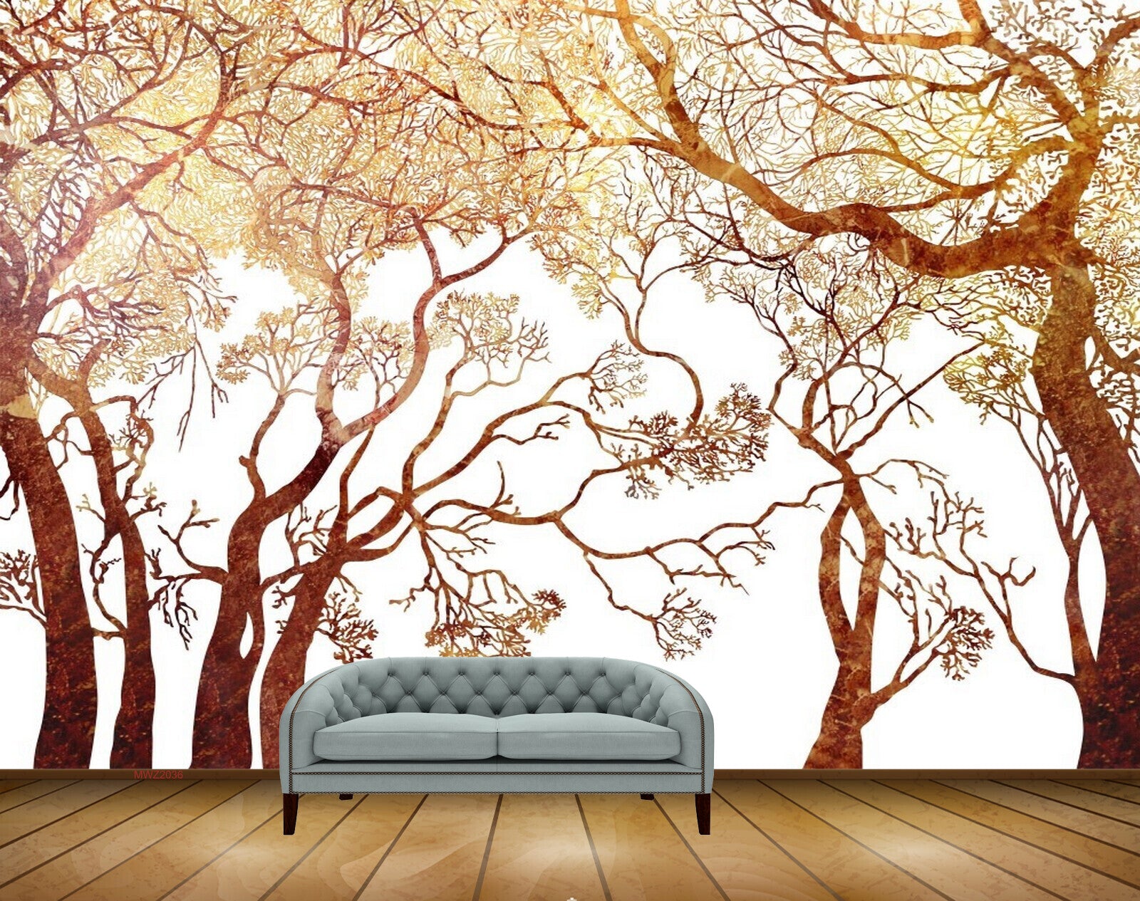 Avikalp MWZ2036 Yellow Leaves Branches Trees 3D HD Wallpaper