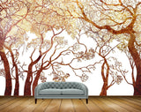 Avikalp MWZ2036 Yellow Leaves Branches Trees 3D HD Wallpaper