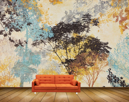 Avikalp MWZ2037 Blue Green Orange Trees HD Wallpaper