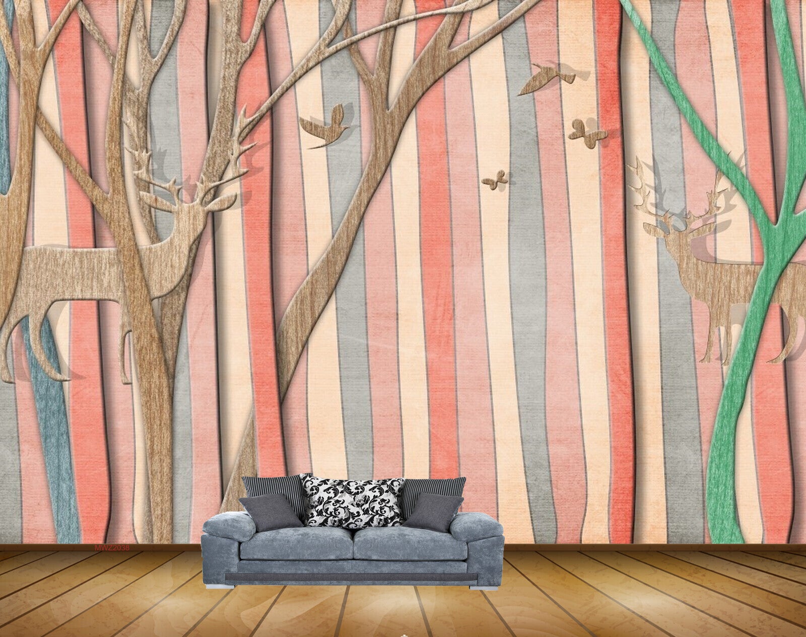 Avikalp MWZ2038 Deer Birds Trees HD Wallpaper